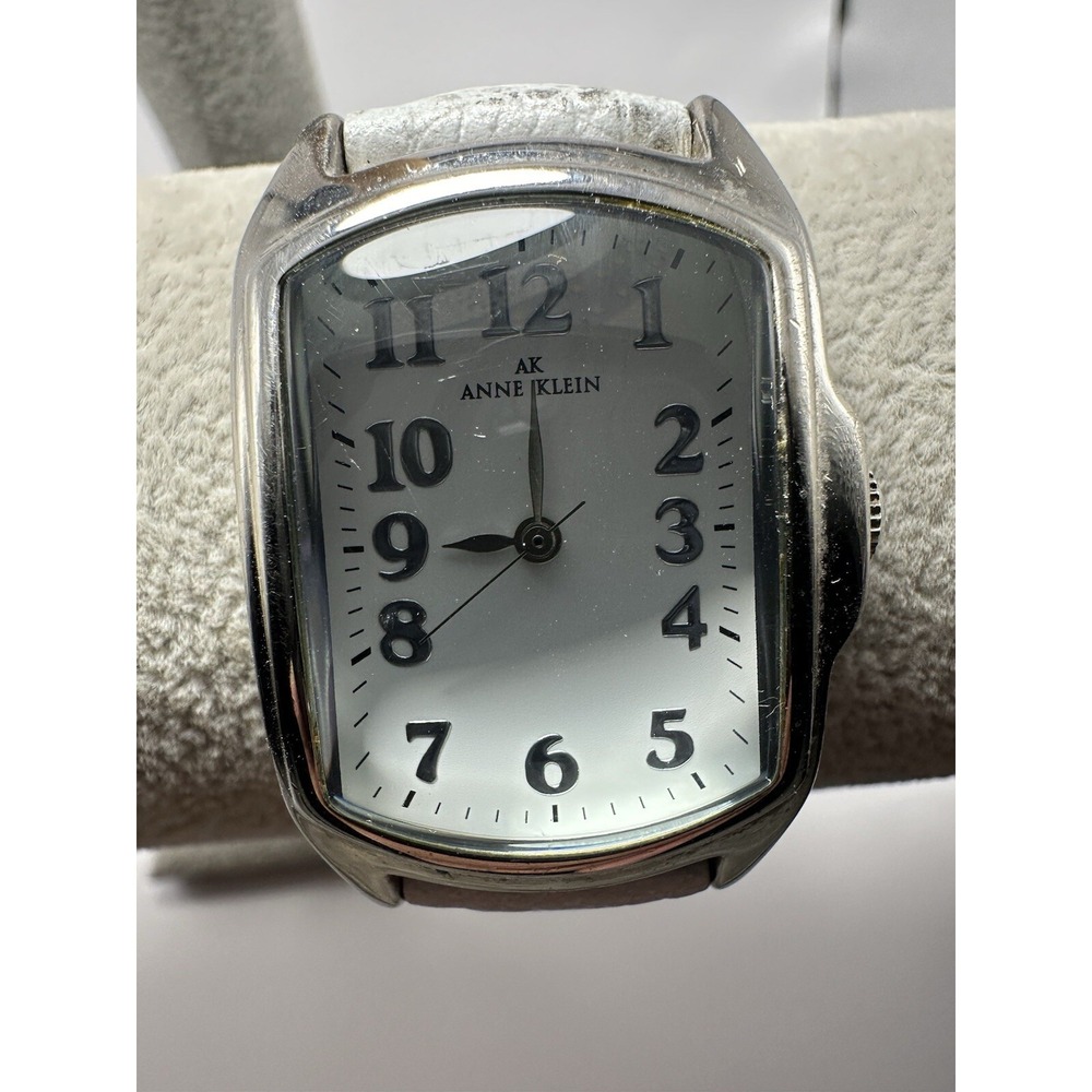 Anne Klein 10/6591 Ladies Watch New Battery 25MM 7.75"‎ White Leather Band Q